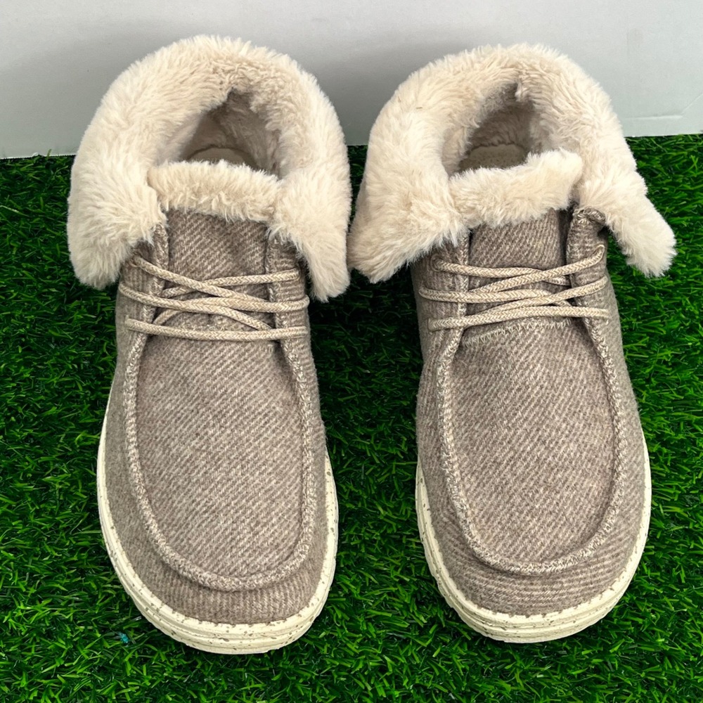 Hey Dude Britt Nut Tan Faux Fur Lined Ankle Boots Womens 10‎ 121771600 - Picture 2 of 9